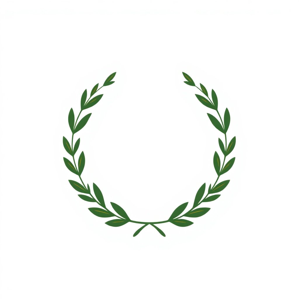 Elegant circular botanical authority seal icon, minimalist gold and deep moss green colors, laurel wreath elements, high-end luxury emblem style, white background, vector quality